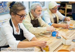 mature adults in an art class